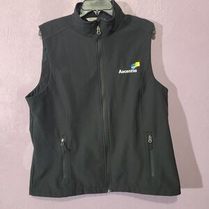 Port Authority Womens Black Semi Fitted Soft Shell Logo Vest Size XXL Fits XL